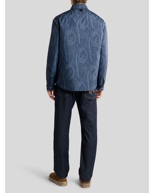 Etro Blue Paisley Overshirt for men