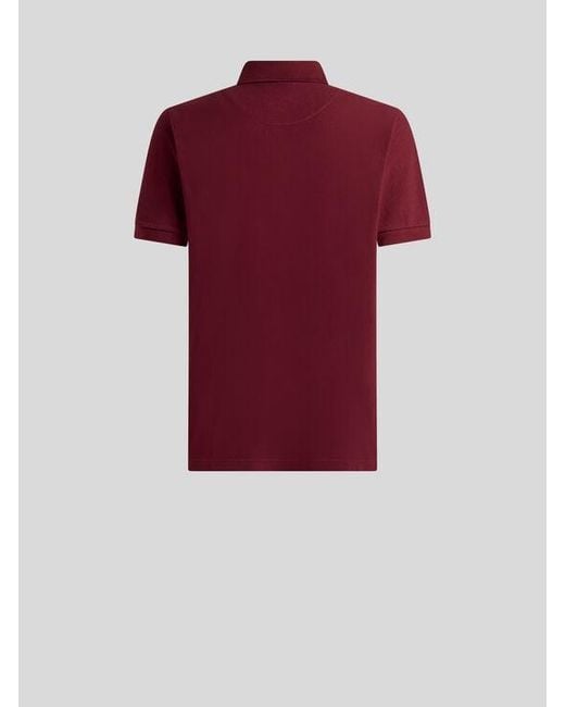 Etro Plain-Coloured Cotton Polo Shirt With Printed Details for men
