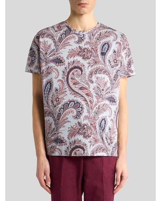 Etro Pink Floral Paisley T-Shirt for men