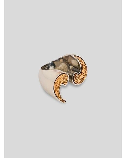 Etro White Double-Finish Paisley Ring