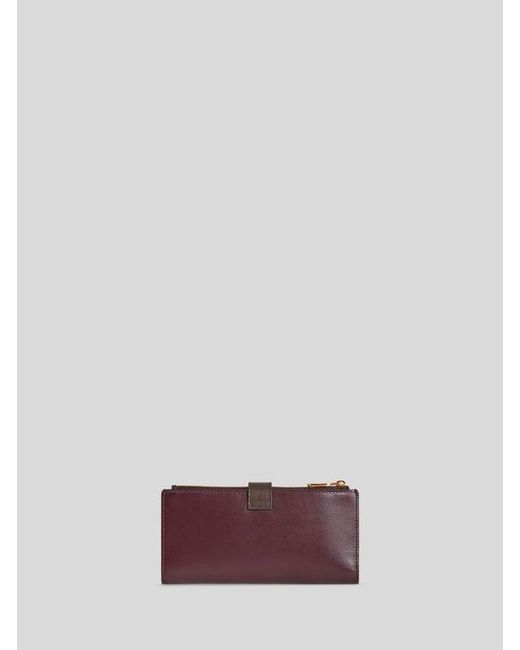 Etro Purple Leather Wallet With Pegaso Button