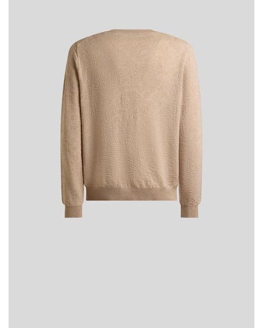 Etro Natural Cotton Sweater With Floral Paisley Motif for men