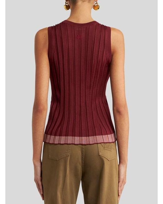 Etro Red Ribbed Top