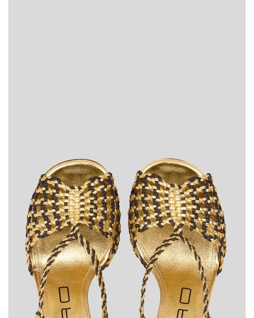 Etro Metallic Woven High-Heeled Sandals