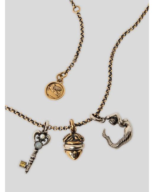 Etro Metallic Three-Charm Necklace