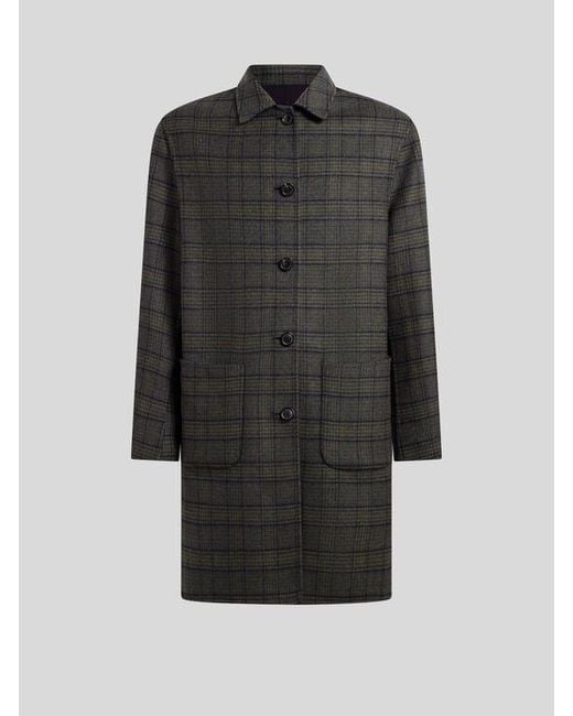 Etro Blue Reversible Wool-Blend Coat for men