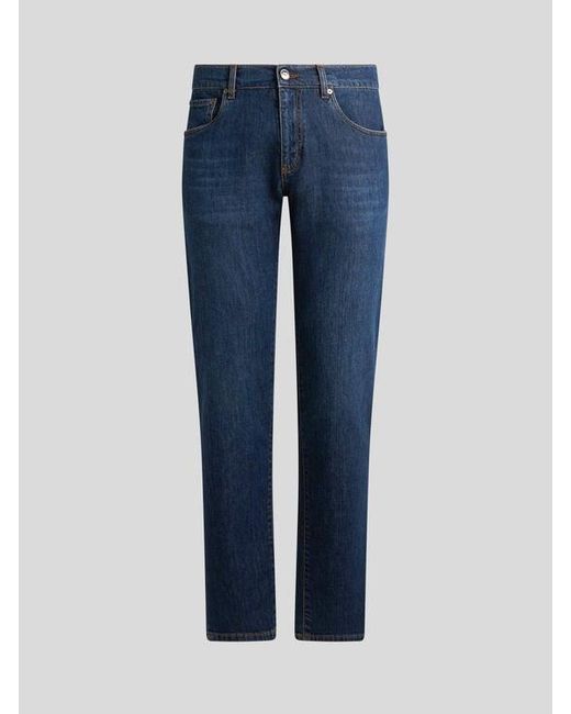 Etro Blue Slim-Fit Cotton-Blend Denim Jeans for men