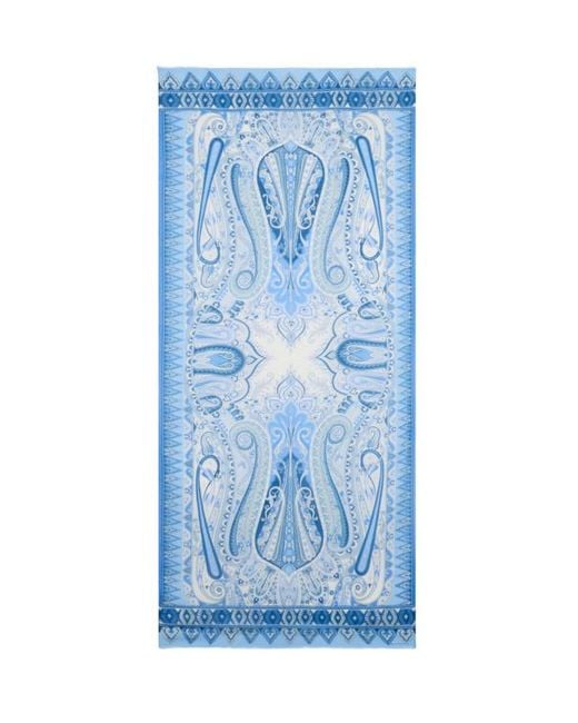 Etro Blue Floral Paisley Scarf for men