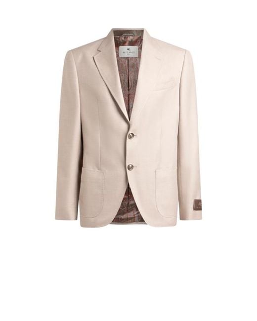 Etro Natural Single-Breasted Cotton-Blend Jacket for men