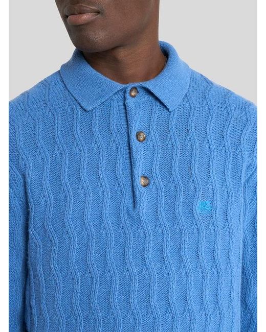 Etro Blue Polo-Style Sweater for men