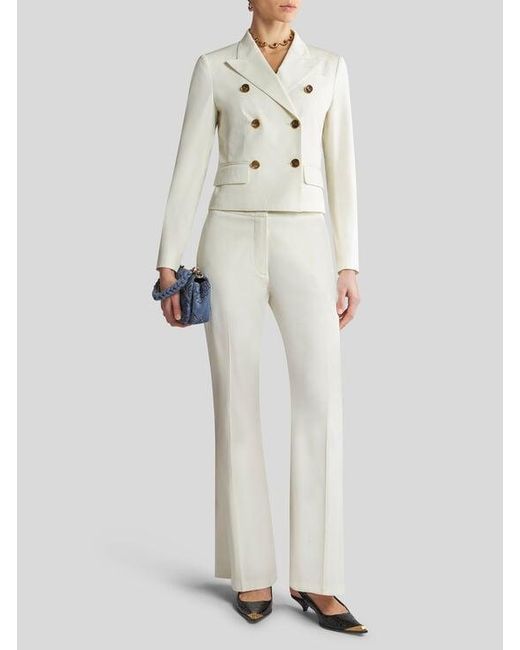 Etro White Flared Stretch Cotton Trousers