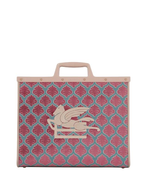 Etro Large Love Trotter Bag In Jacquard Fabric in Pink Lyst