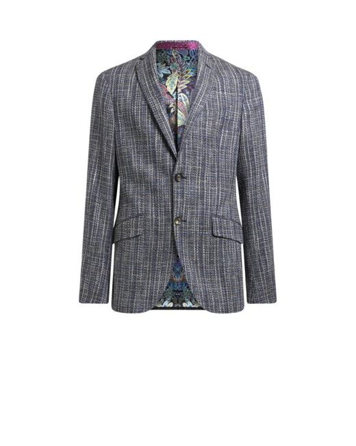 Etro Blue Single-Breasted Cotton Blazer for men