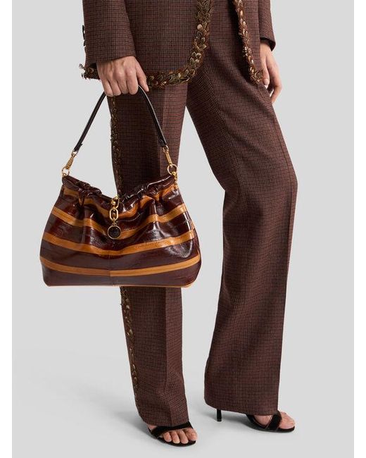Etro Brown Medium Vela Blossom Bag