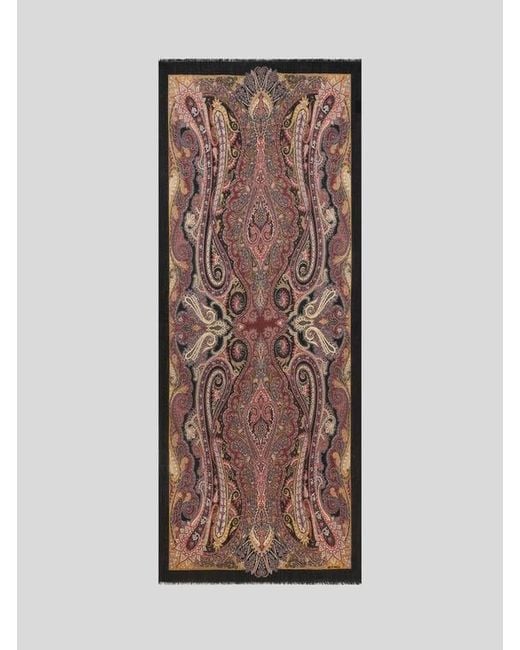 Etro Brown Multicoloured Cashmere Scarf