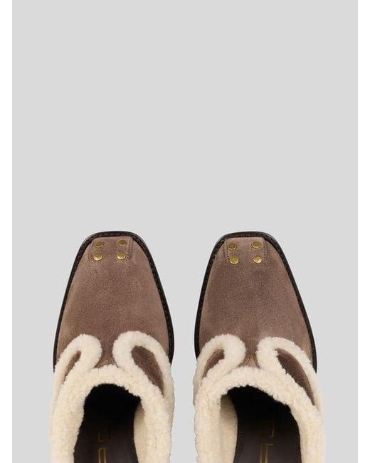 Etro Brown Suede And Shearling Mules
