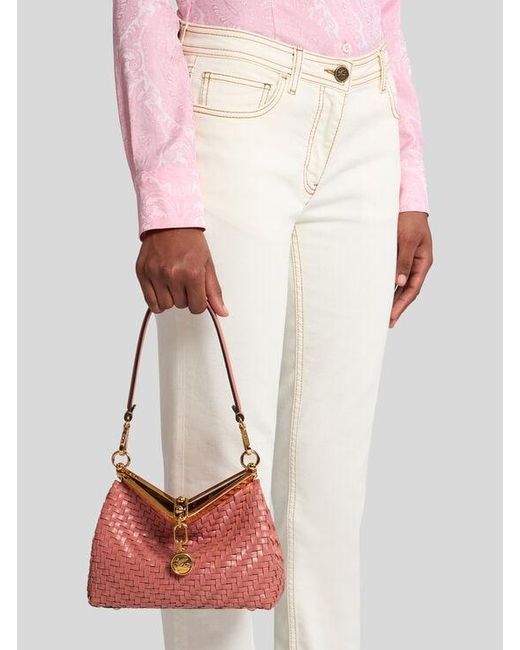 Etro Red Small Woven Vela Bag