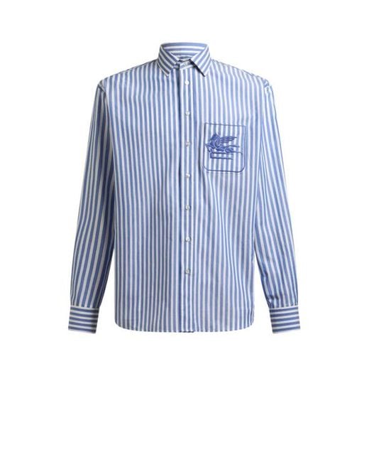 Chemise À Rayures Avec Pegaso, Homme, Taille Etro pour homme en coloris Blue