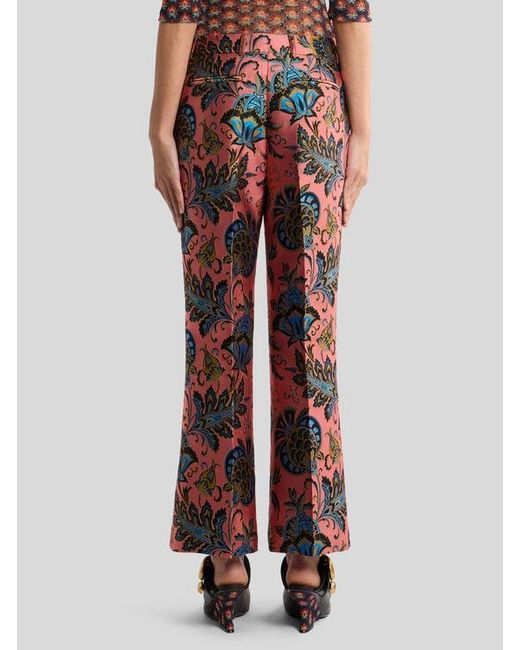 Etro Jacquard Flared Trousers With Floral Motif