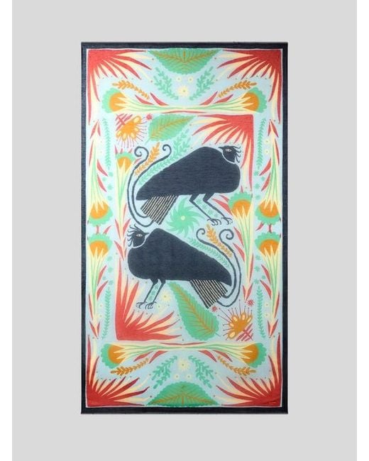Etro Blue X Tabby Booth Modal-Blend Scarf With Placed Print