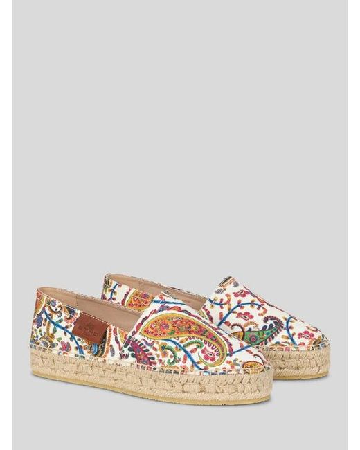 Etro White Printed Cotton Espadrilles