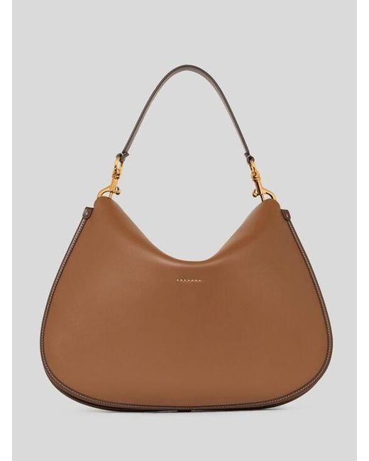 Etro Brown Maxi Leather Pony Bag With Texan Embroidery
