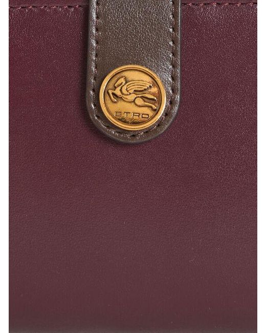 Etro Purple Leather Wallet With Pegaso Button