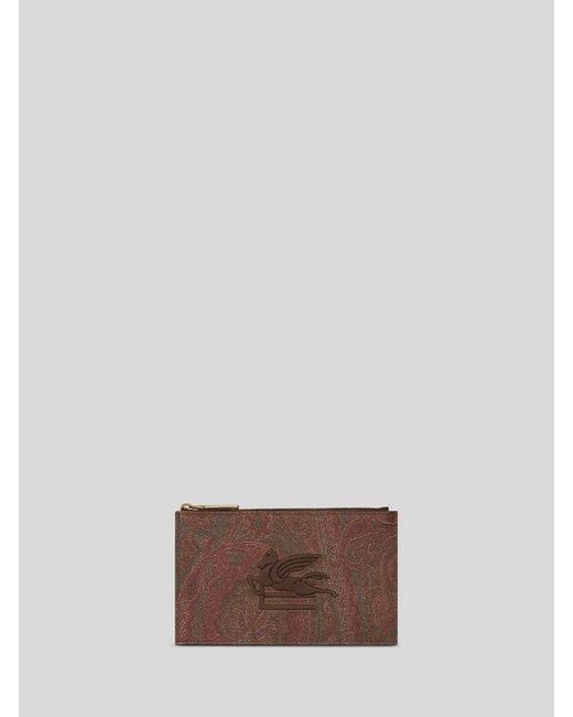 Etro Brown Small Arnica Pouch With Pegaso Detail for men