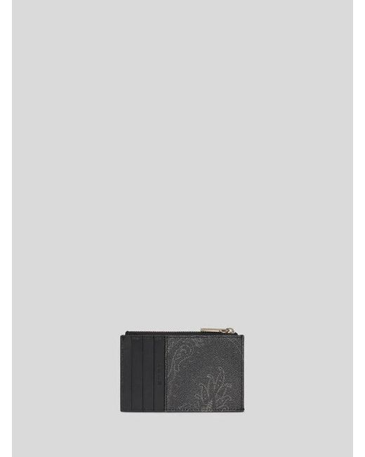 Etro White Arnica Card Holder With Pegaso Detail for men