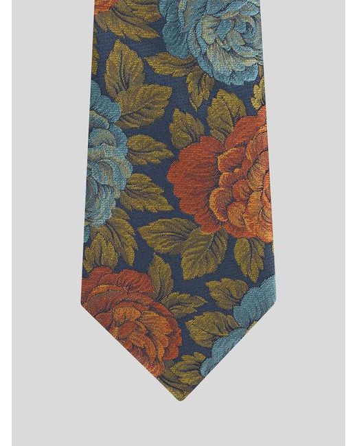Etro White Silk Jacquard Tie With Flower Motif for men