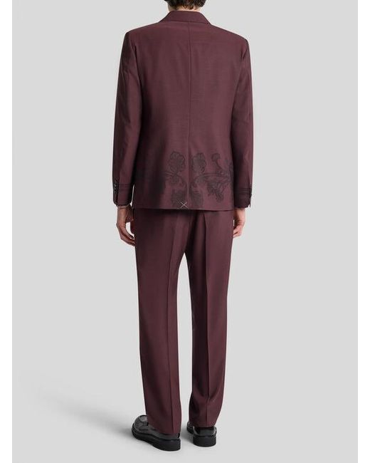 Etro Purple Double-Breasted Jacket With Placed Motif for men