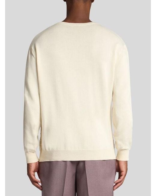 Etro White Textured Cotton Sweater for men