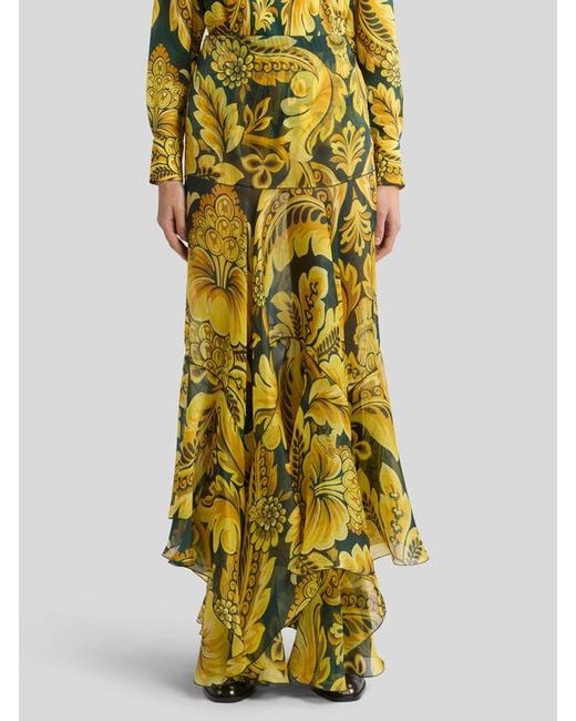 Jupe Longue En Soie À Motif Fleurs Et Abeilles, Femme, Taille Etro en coloris Green