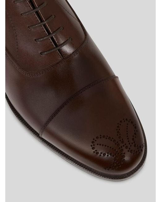 Etro Brown Leather Oxford Shoes With Paisley Details for men