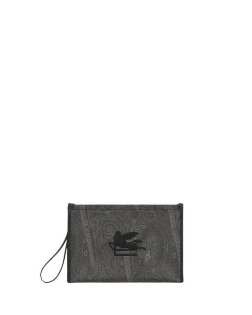 Etro Gray Large Arnica Pouch With Pegaso Detail for men