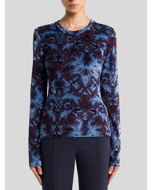 Etro Blue Chenille Jacquard Top