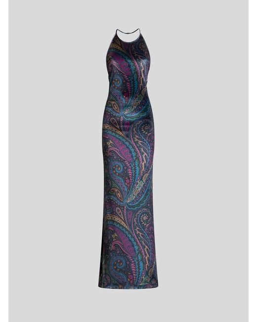 Abito Lungo Con Stampa Paisley, Donna, Taglia di Etro in Blue