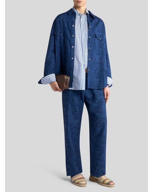 Jean Droit À Motif Paisley Fleuri, Homme, Taille Etro pour homme en coloris Blue