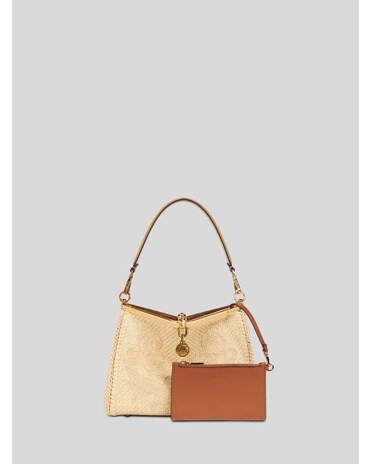 Etro Natural Medium Raffia Vela Bag
