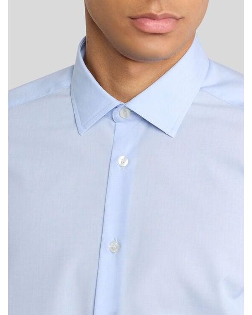 Etro Blue Button-Down Shirt With Pegaso for men