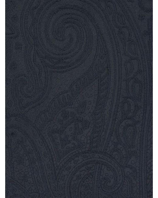 Etro Blue Large Nylon Jacquard Pouch for men