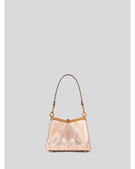 Etro Natural Small Metallic Leather Vela Bag