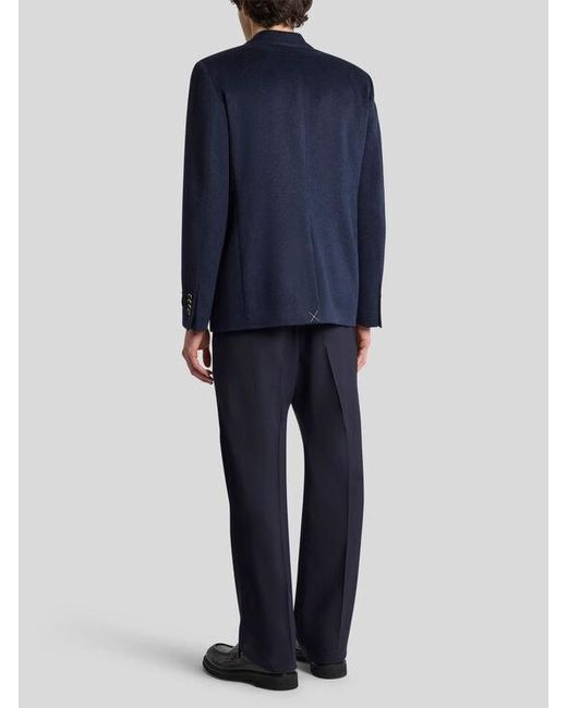 Etro Blue Single-Breasted Cashmere Jacket for men