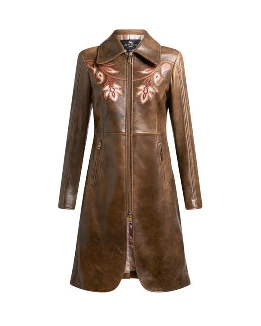Etro Brown Leather Coat