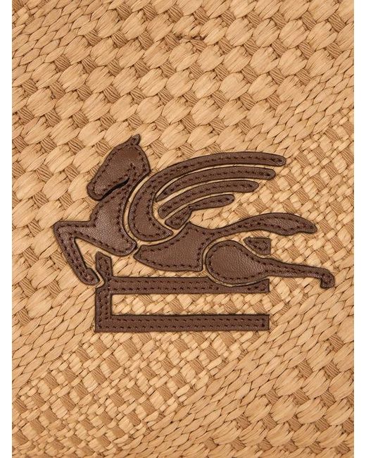 Etro Natural Small Raffia Libra Tote Bag