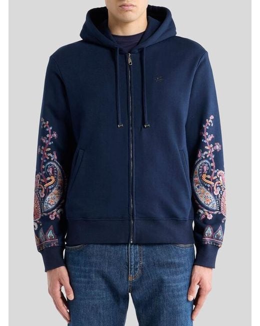 Etro Blue Hooded Sweatshirt for men