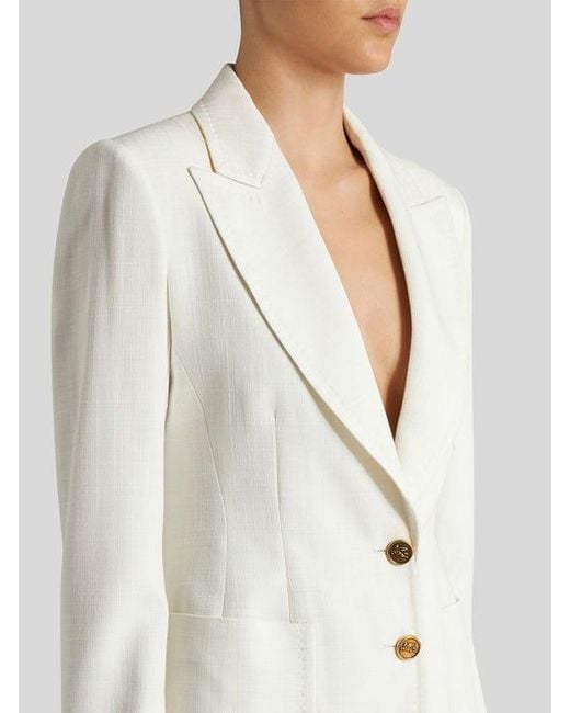 Etro White Slub Fabric Jacket