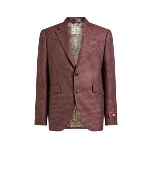 Etro Brown Single-Breasted Wool Mouliné Jacket for men