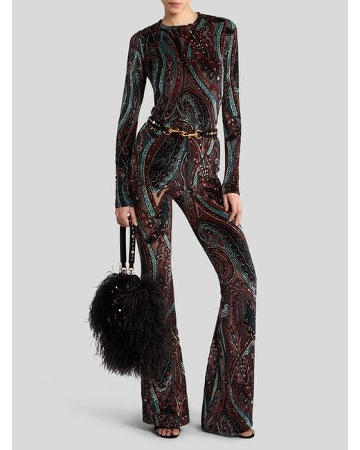 Etro Black Chenille Jacquard Sweater With Paisley Motif