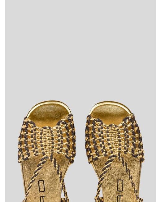 Etro Natural Woven Flat Sandals